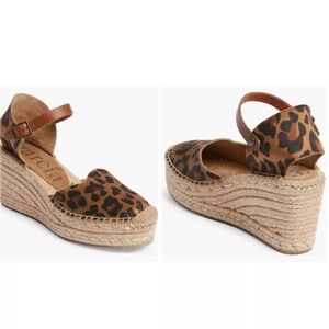 Pedro Garcia Leopard Print Espadrille Wedges sz 39